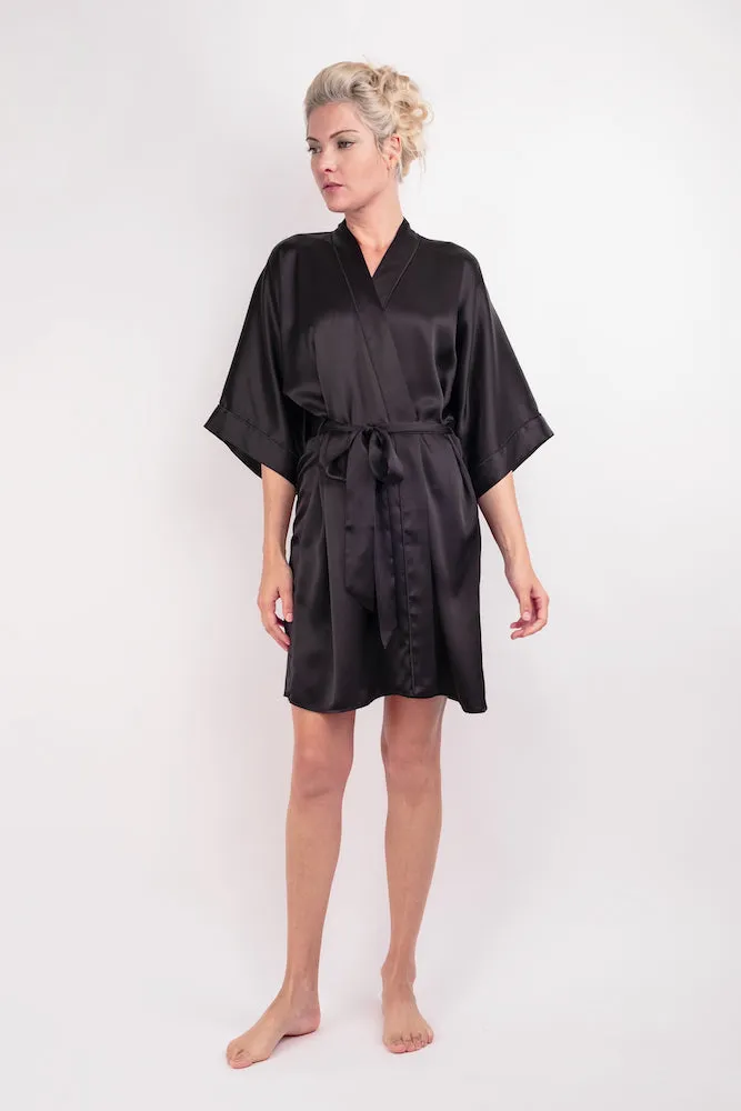 100% Mulberry Silk Kimono Robe - Pink