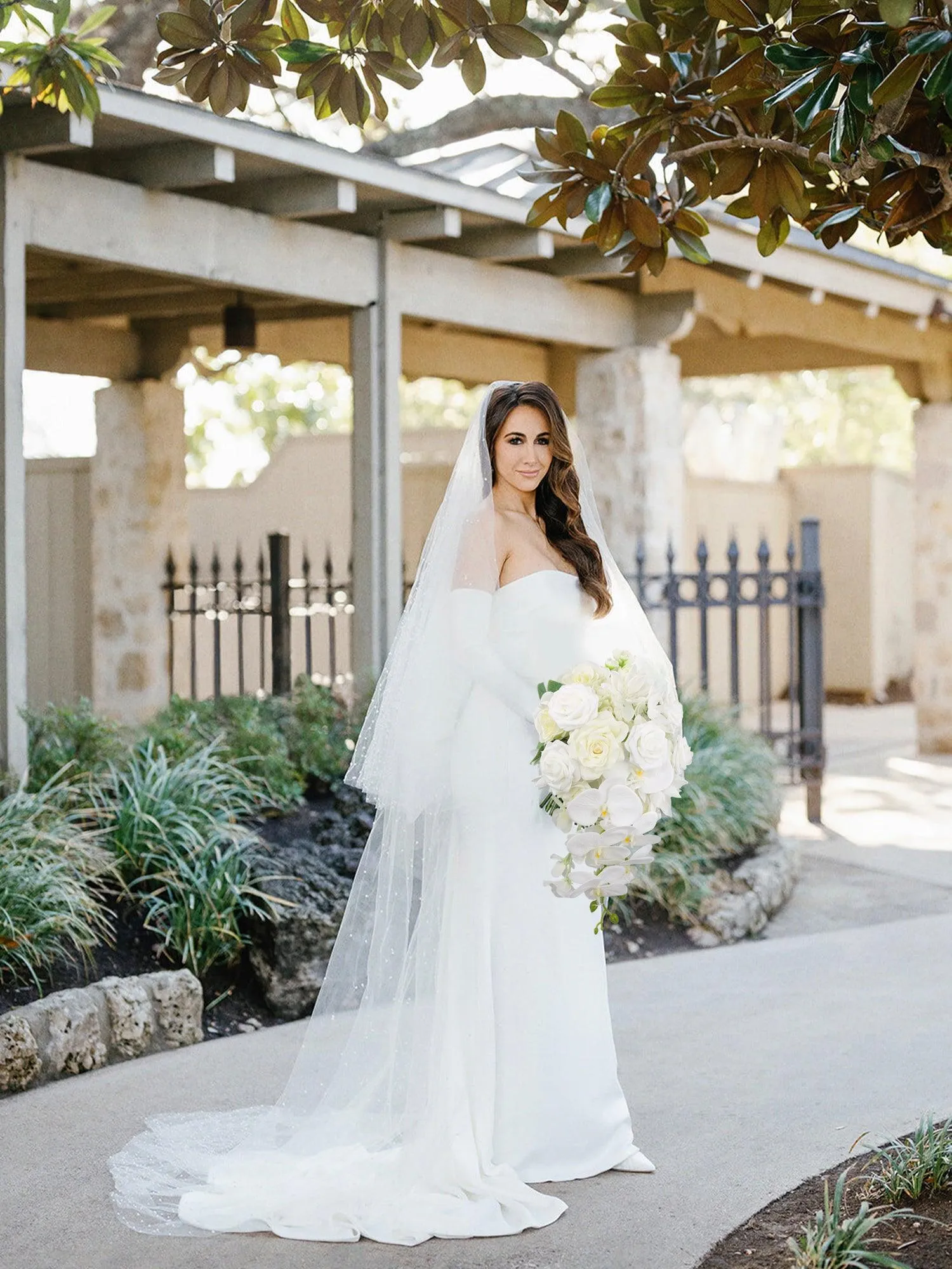 11 inch wide Pure White Cascading Bridal Bouquet