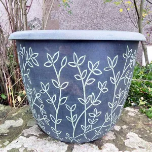 40cm Serenity Stout Planter Black/Green Plant Pot