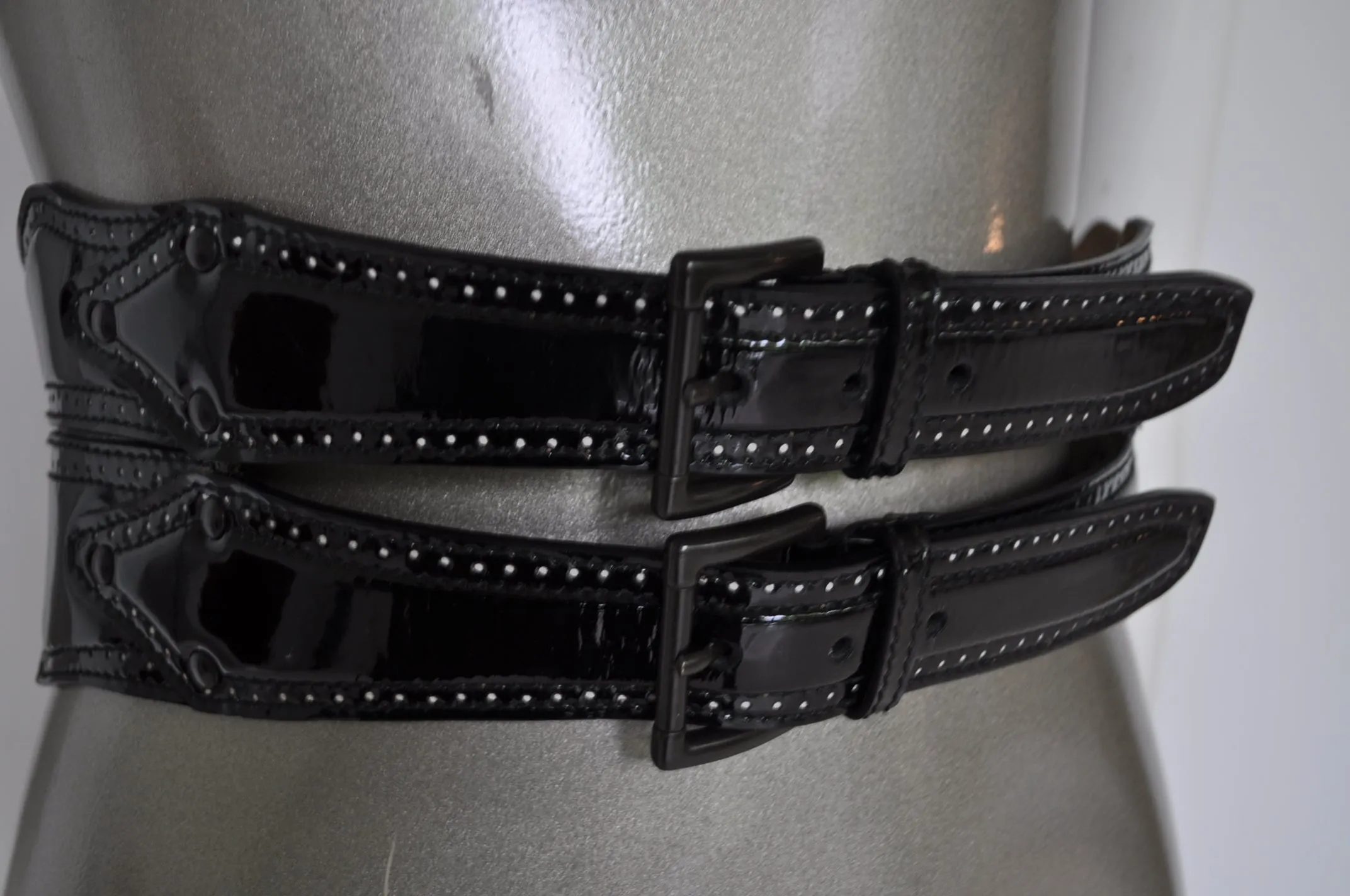 Alaia corset belt 1991 patent leather