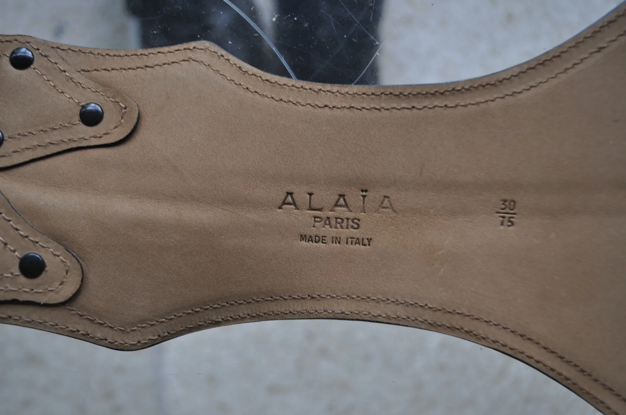 Alaia corset belt 1991 patent leather