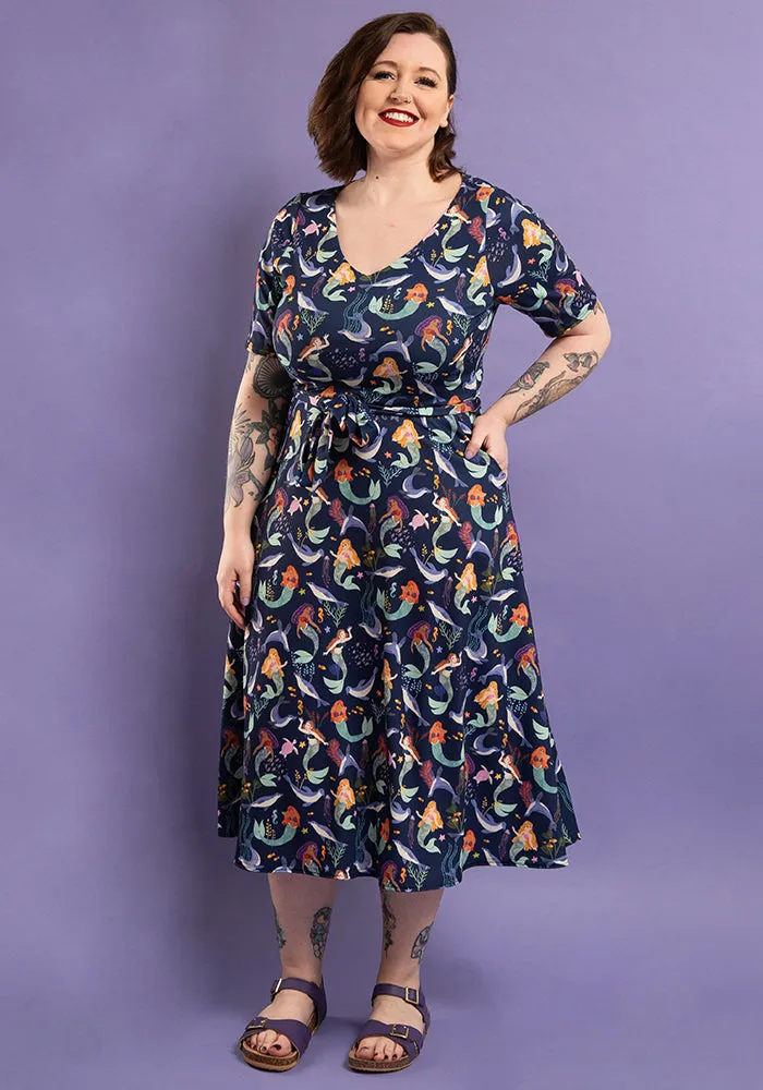 Alia Mermaids Print Midi Dress