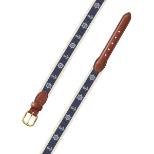 Anchor Motif Leather Tab Belt