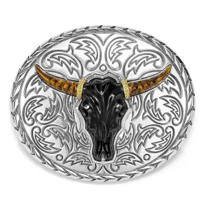 Anthem Black Agate Long Horn Belt Buckle