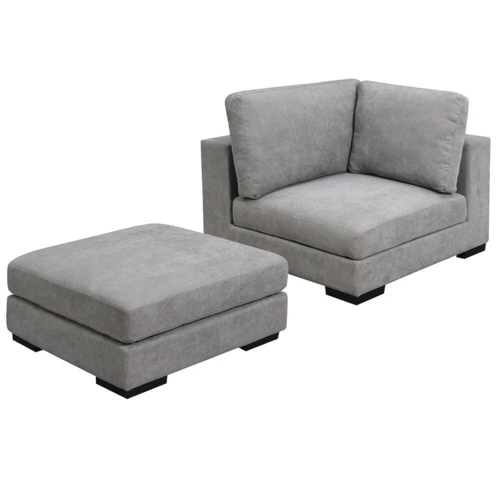 Arina Fabric Sofa With Ottoman for Living Room - Grey