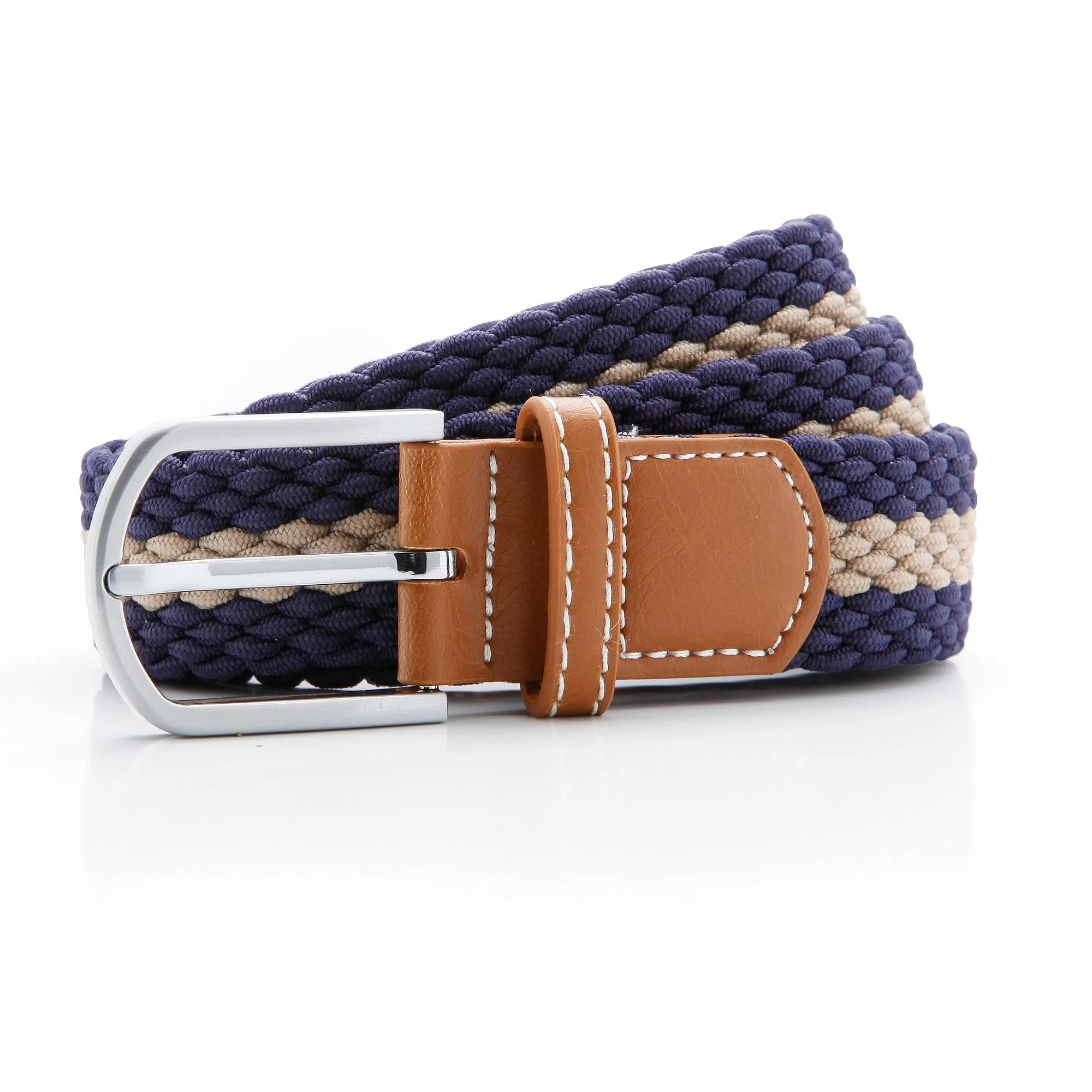 Asquith & Fox Mens Two Colour Stripe Braid Stretch Belt