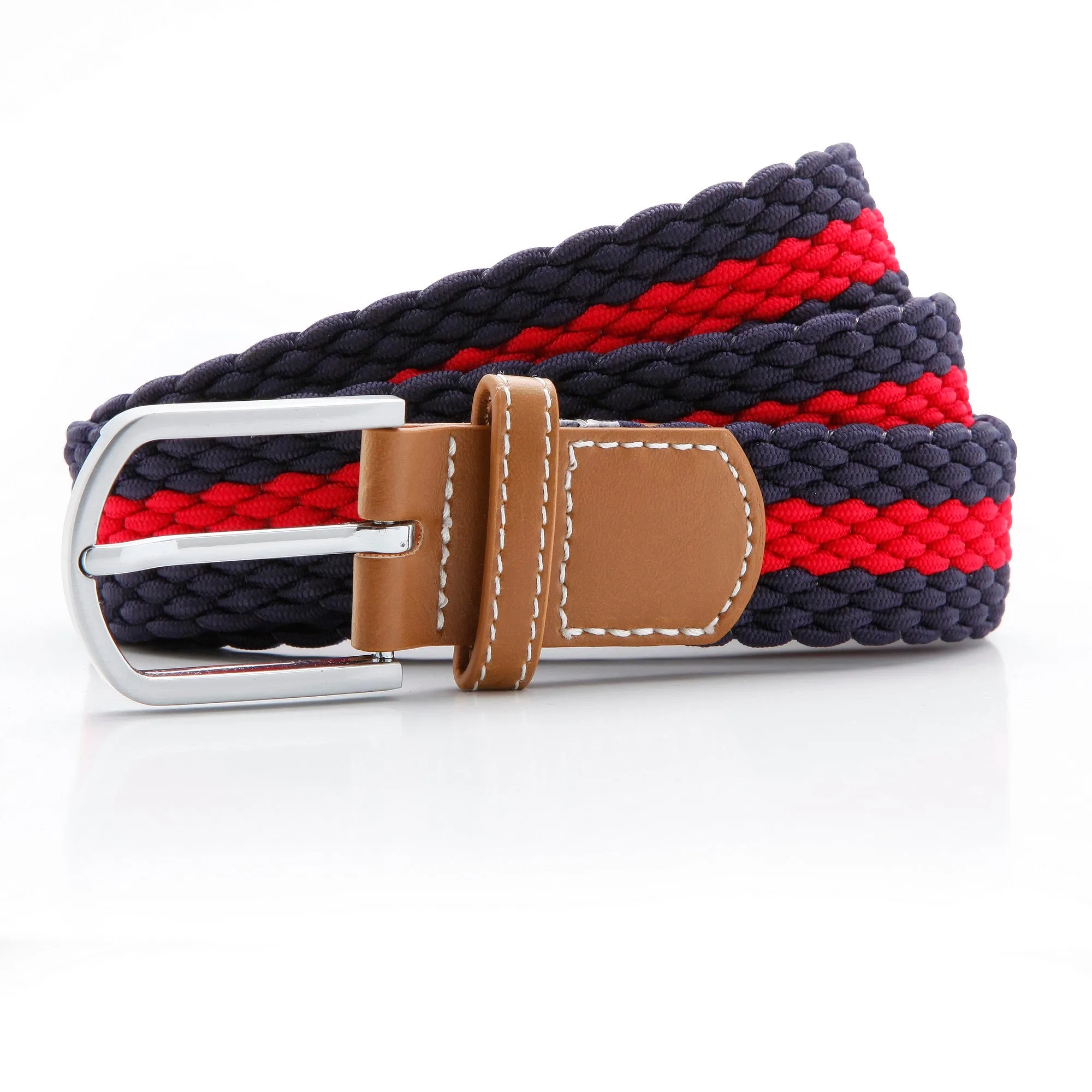 Asquith & Fox Mens Two Colour Stripe Braid Stretch Belt