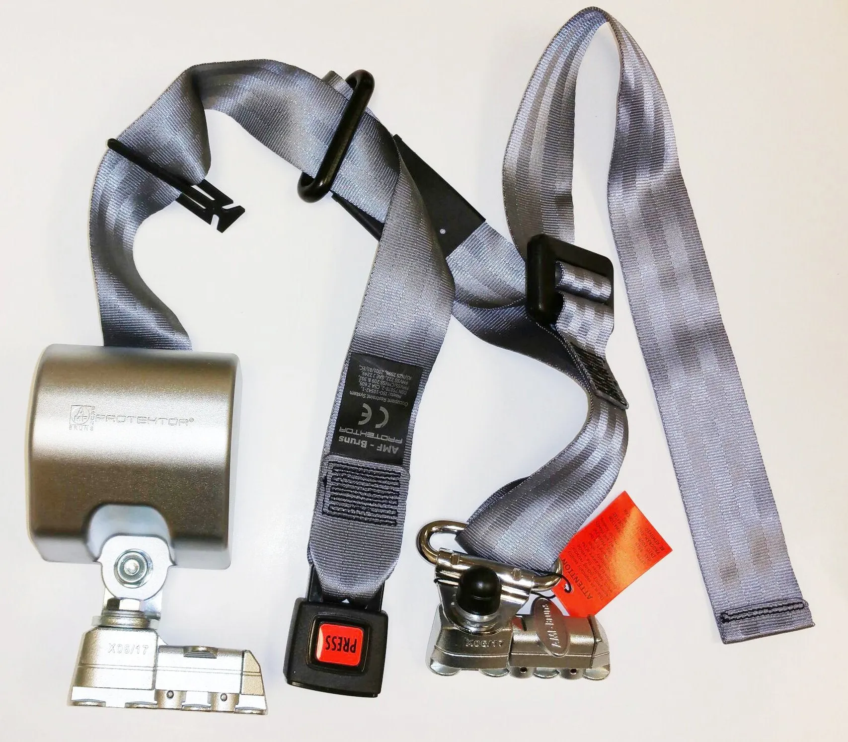 Auto Retractor-Shoulder Belt Manual Hgt Adjuster L-Track Fitting Gray 90° Bracket | H370255