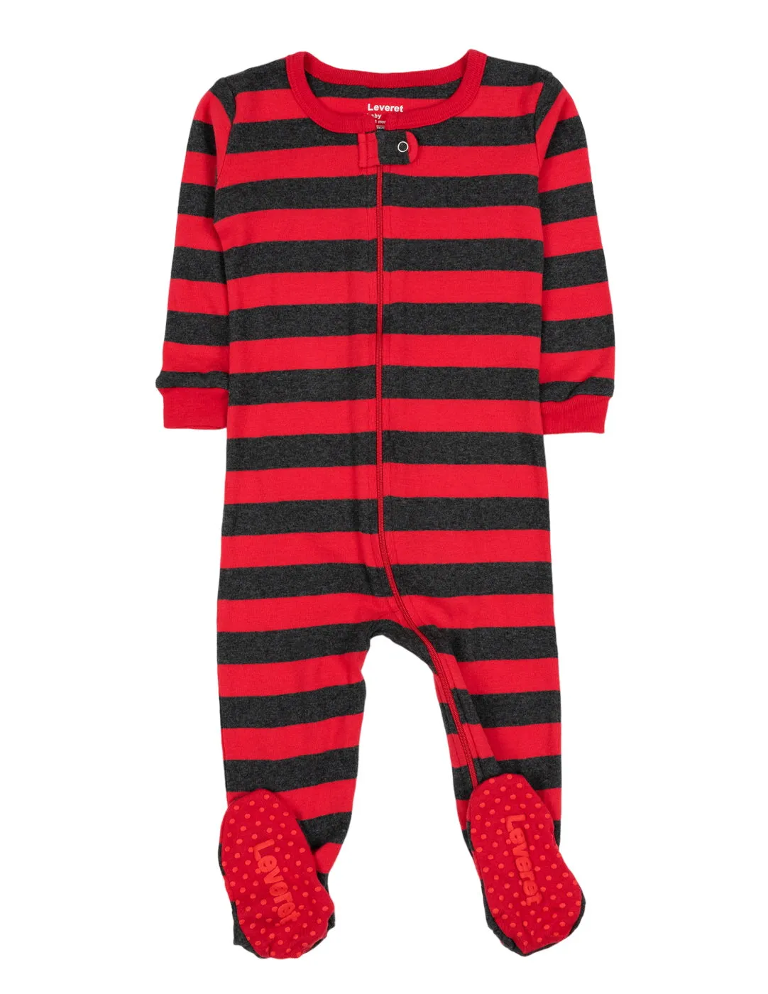 Baby Footed Red Striped Pajamas