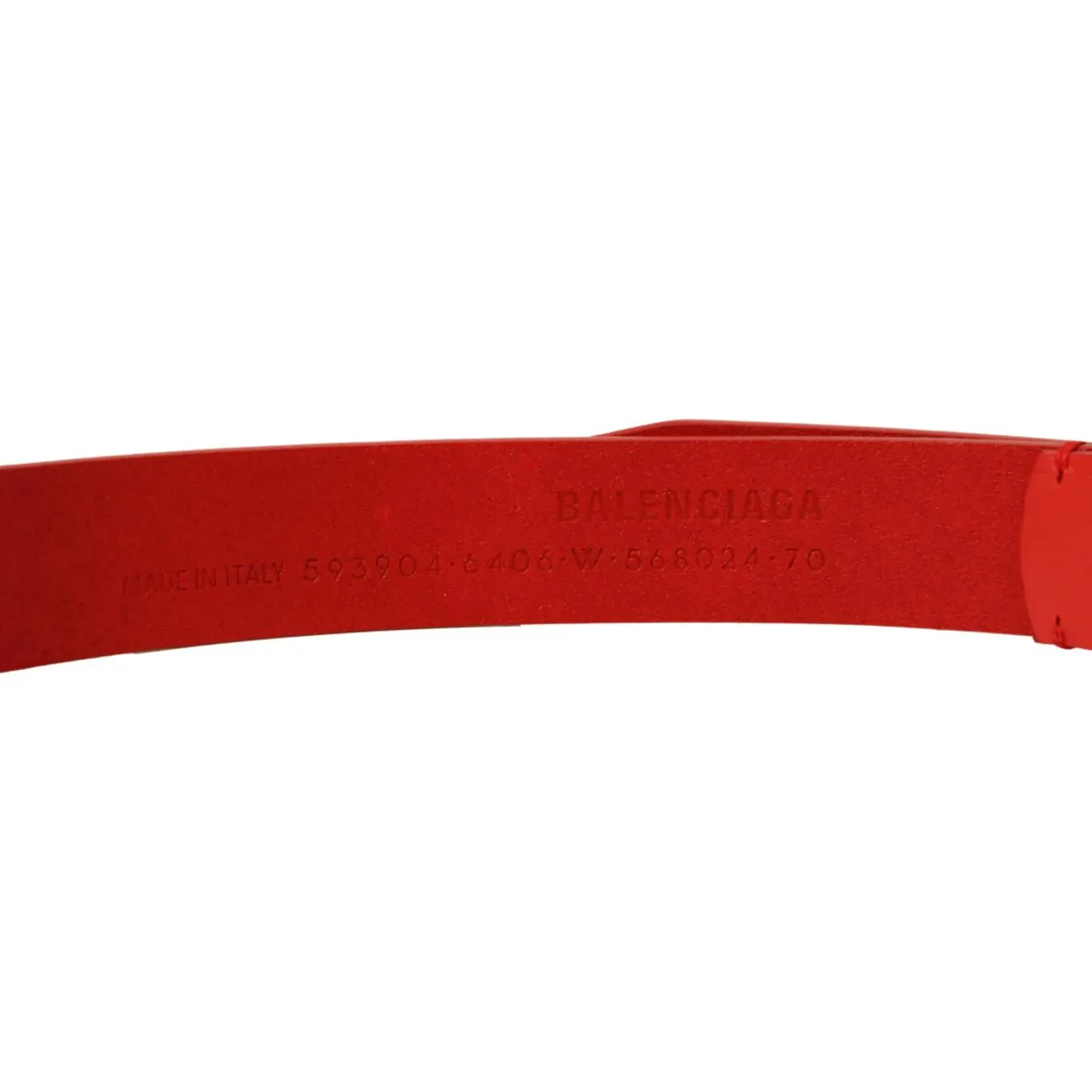 Balenciaga Bright Red Calfskin Leather B Logo Belt Size 70 593904