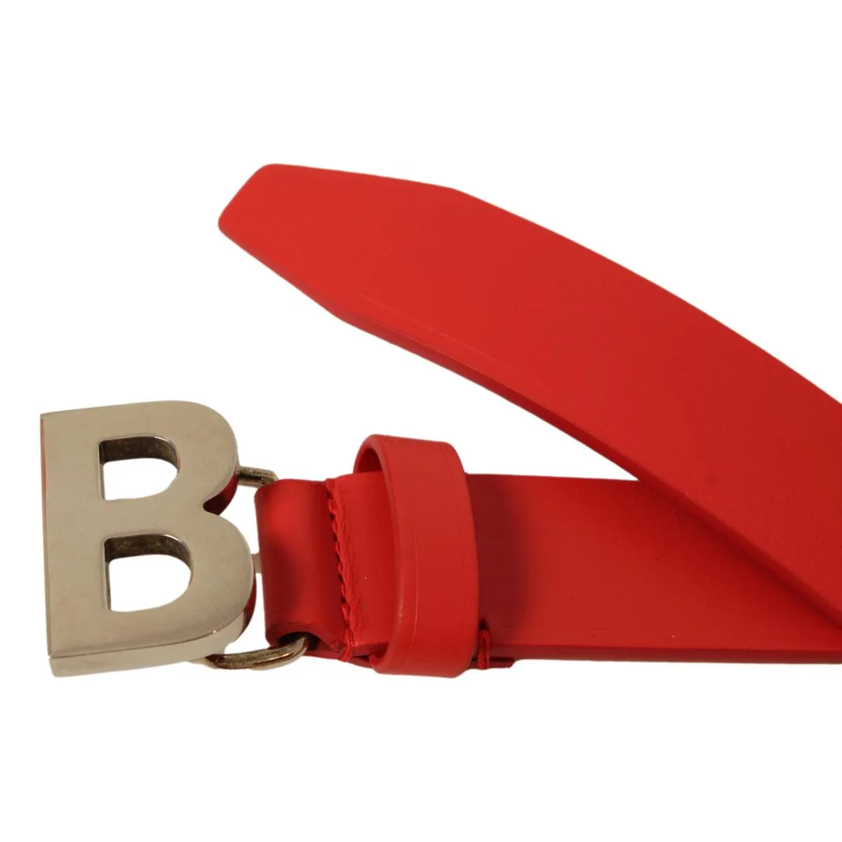 Balenciaga Bright Red Calfskin Leather B Logo Belt Size 70 593904