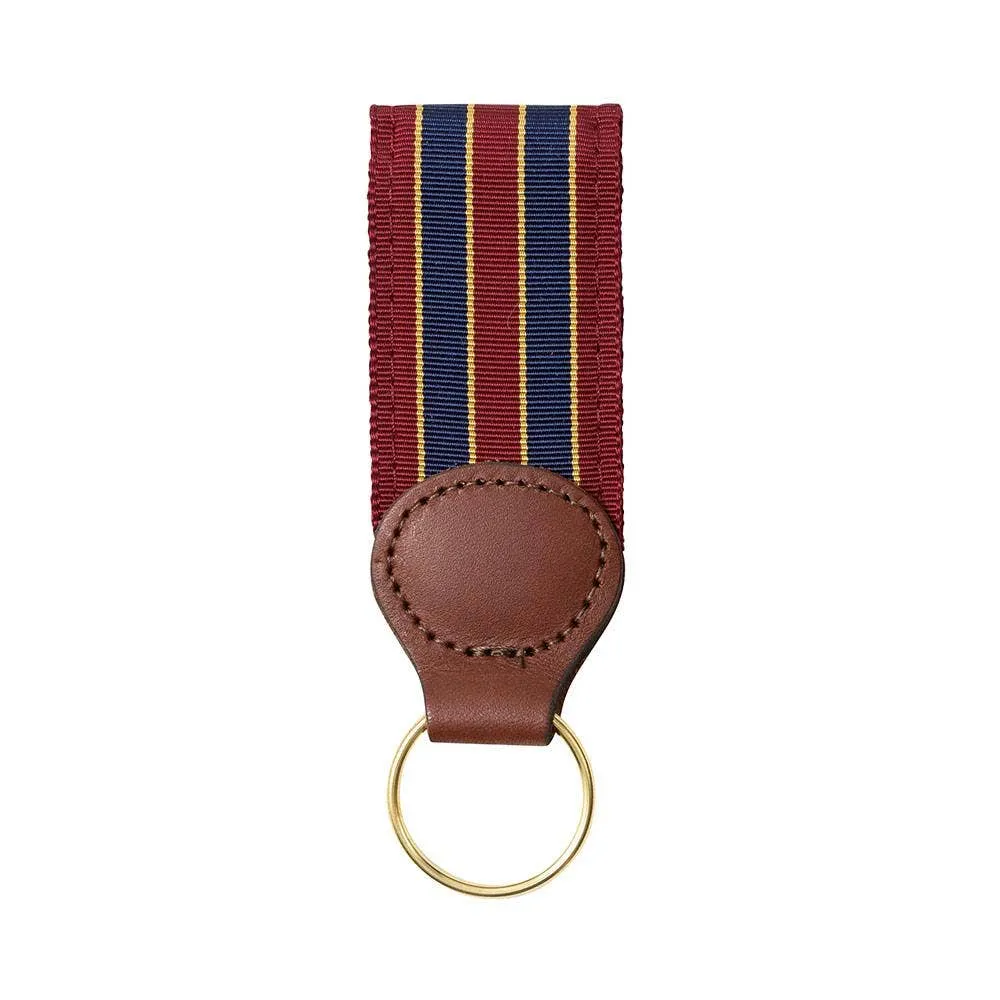 Barrons-Hunter - Brick, Navy & Gold Grosgrain Ribbon Key Fob