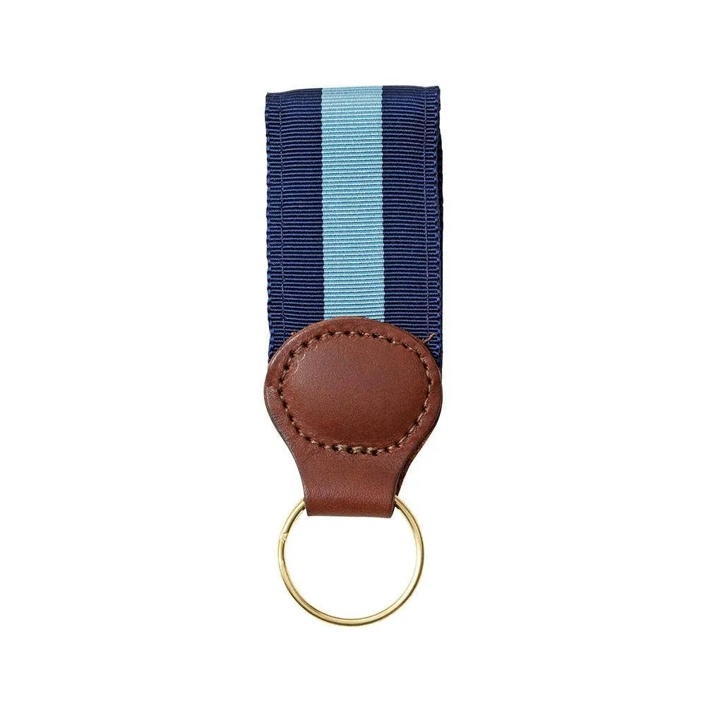 Barrons-Hunter - Navy & Light Blue Grosgrain Ribbon Key Fob