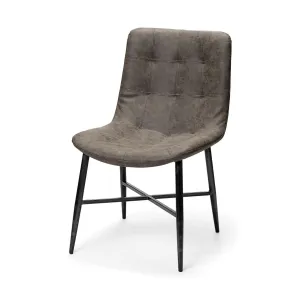 Barrow Dining Chair Brown Faux Leather | Black Metal