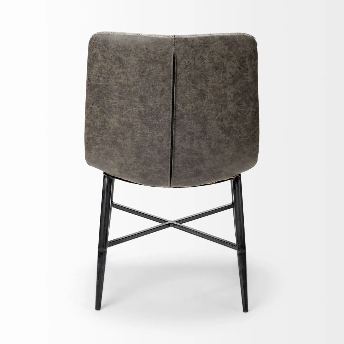 Barrow Dining Chair Brown Faux Leather | Black Metal