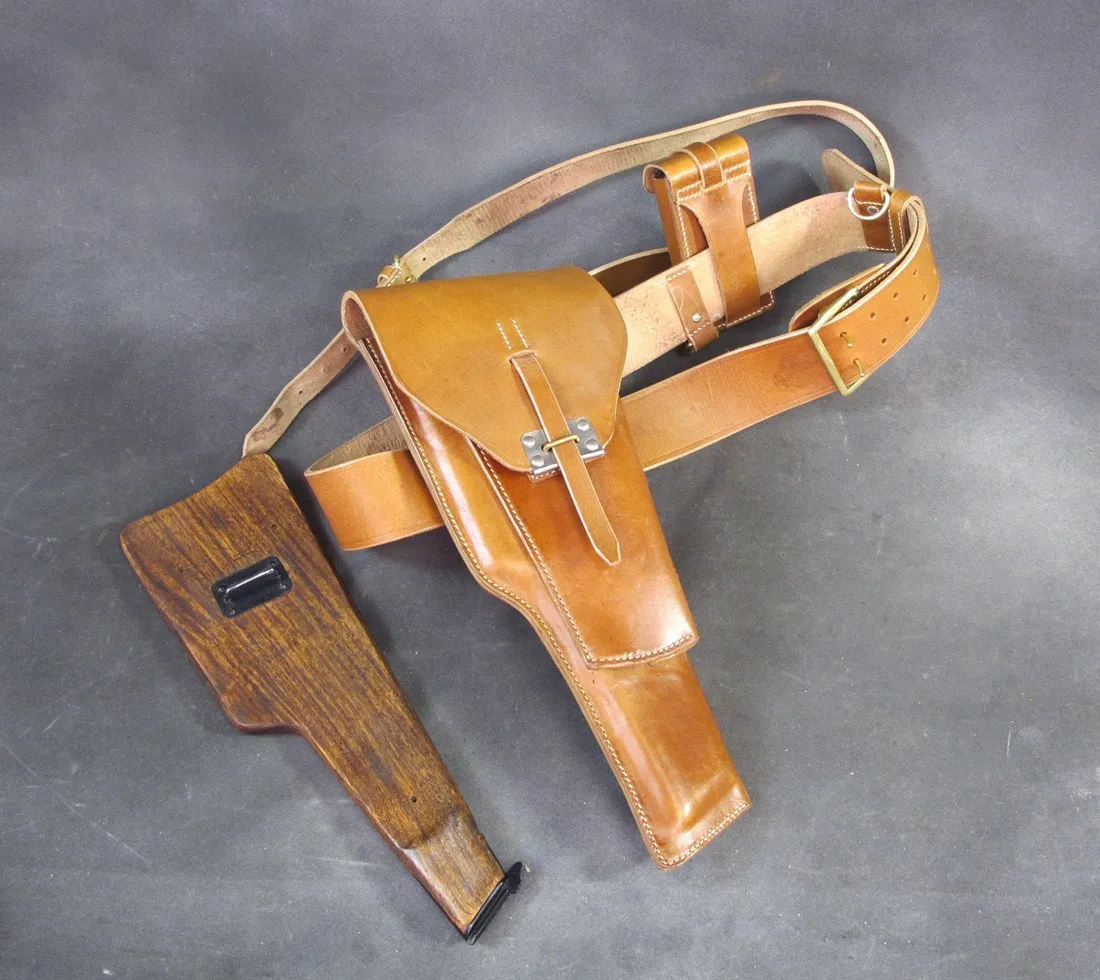 Belgian Pre-WWII Browning High-Power Stock Rig & Leather Harness Set