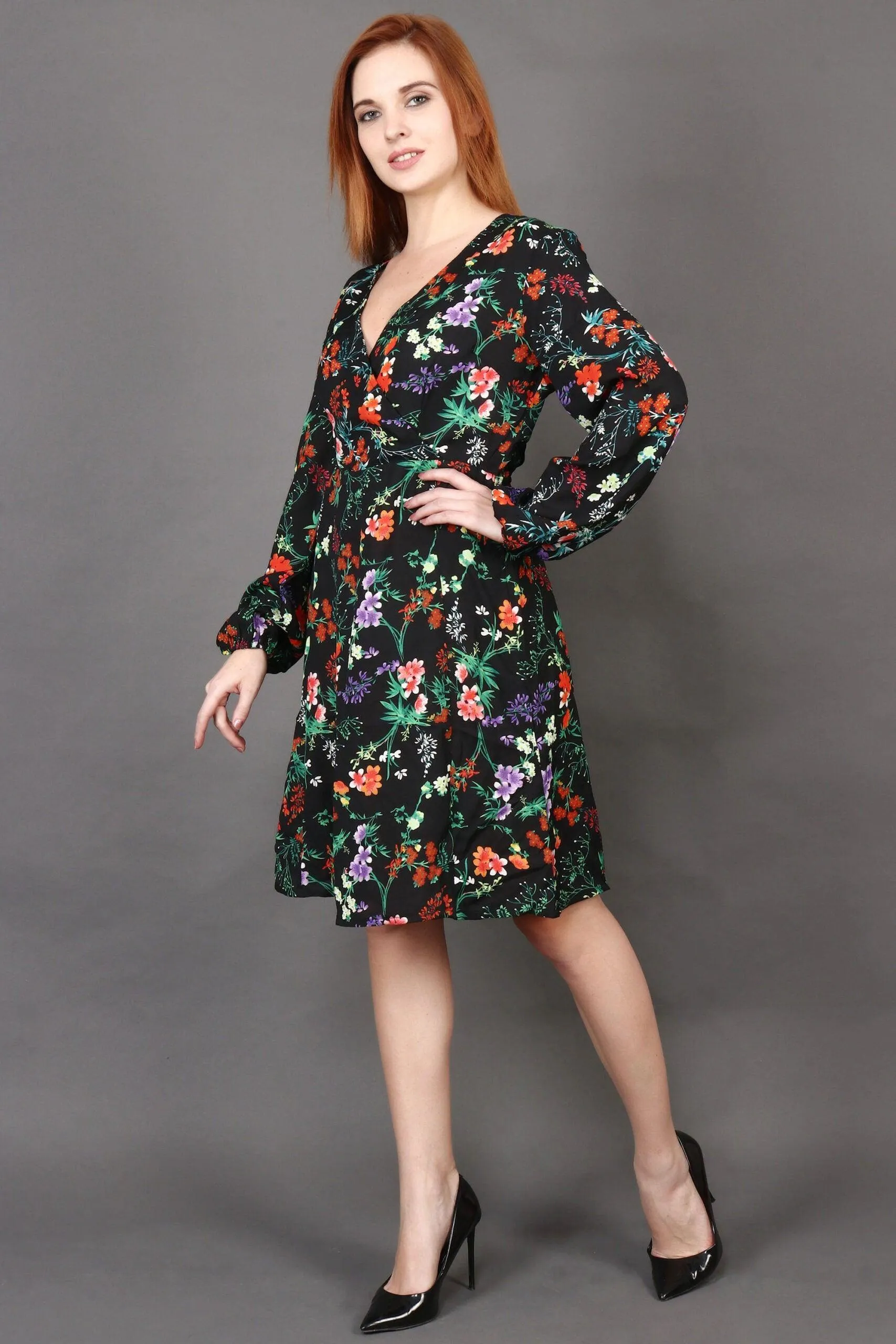 Black Floral Printed Dress