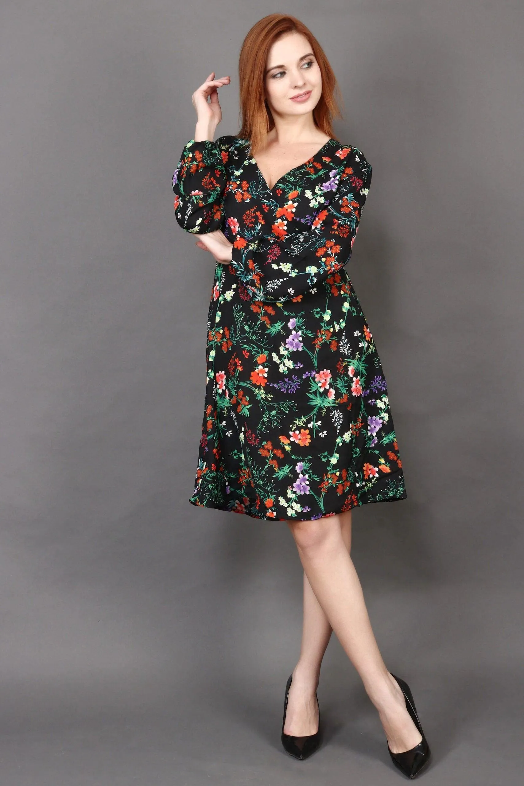 Black Floral Printed Dress