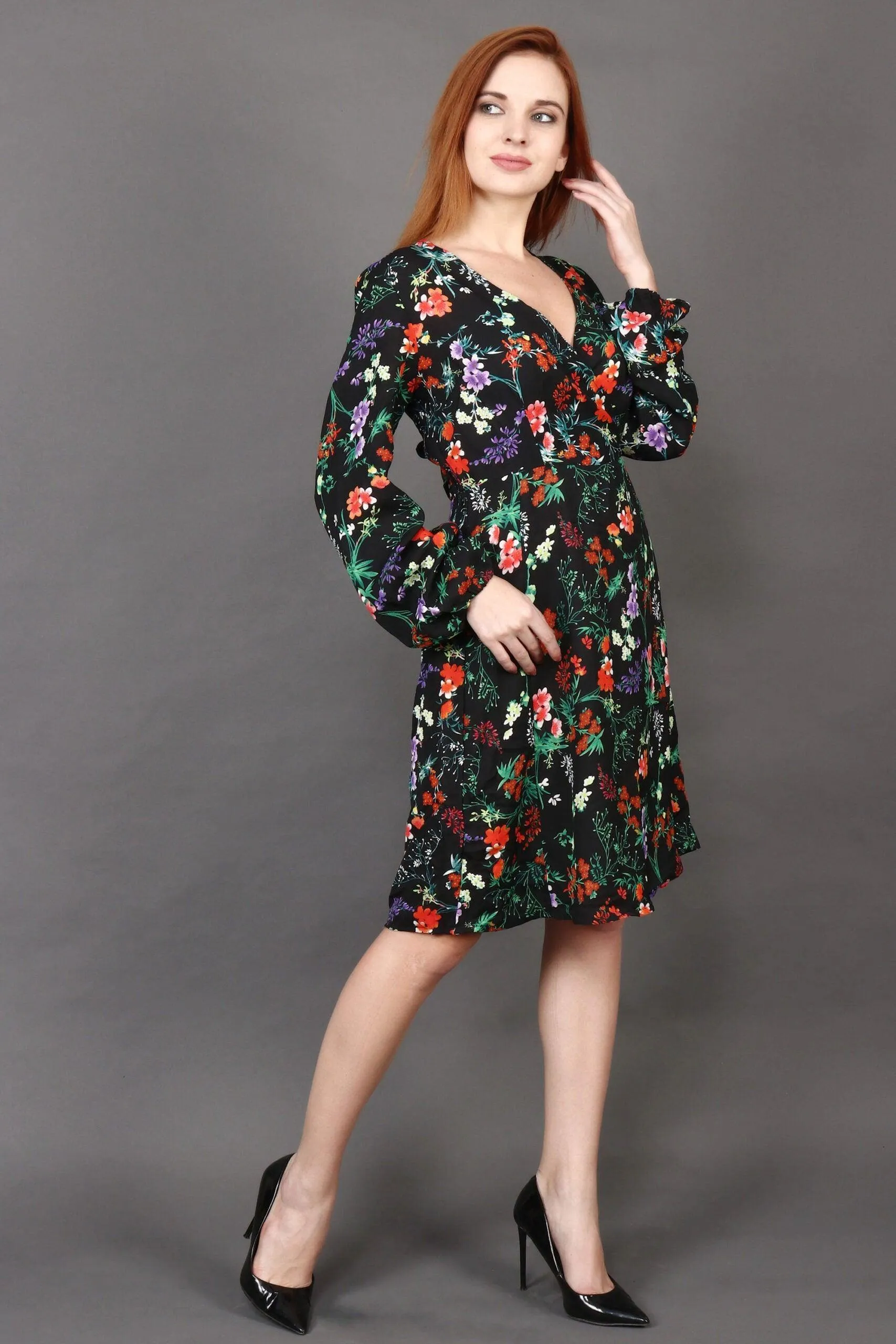 Black Floral Printed Dress