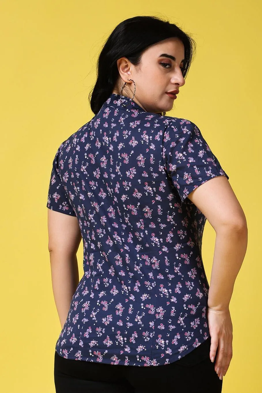 Blue Small Floral Printed Shirt