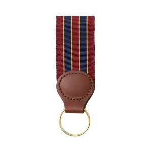 Brick, Navy & Gold Grosgrain Ribbon Key Fob