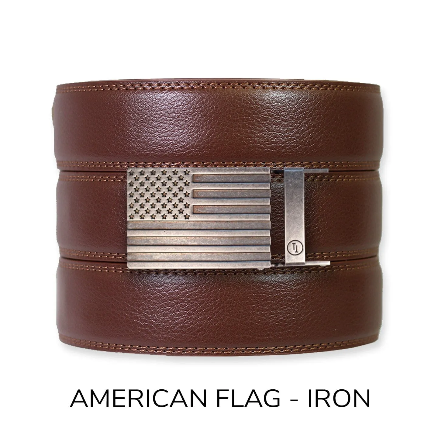 Chestnut Leather Ratchet Belt & Buckle Set