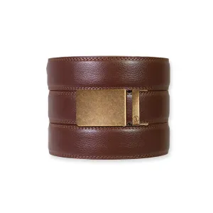 Chestnut Leather Ratchet Belt & Buckle Set