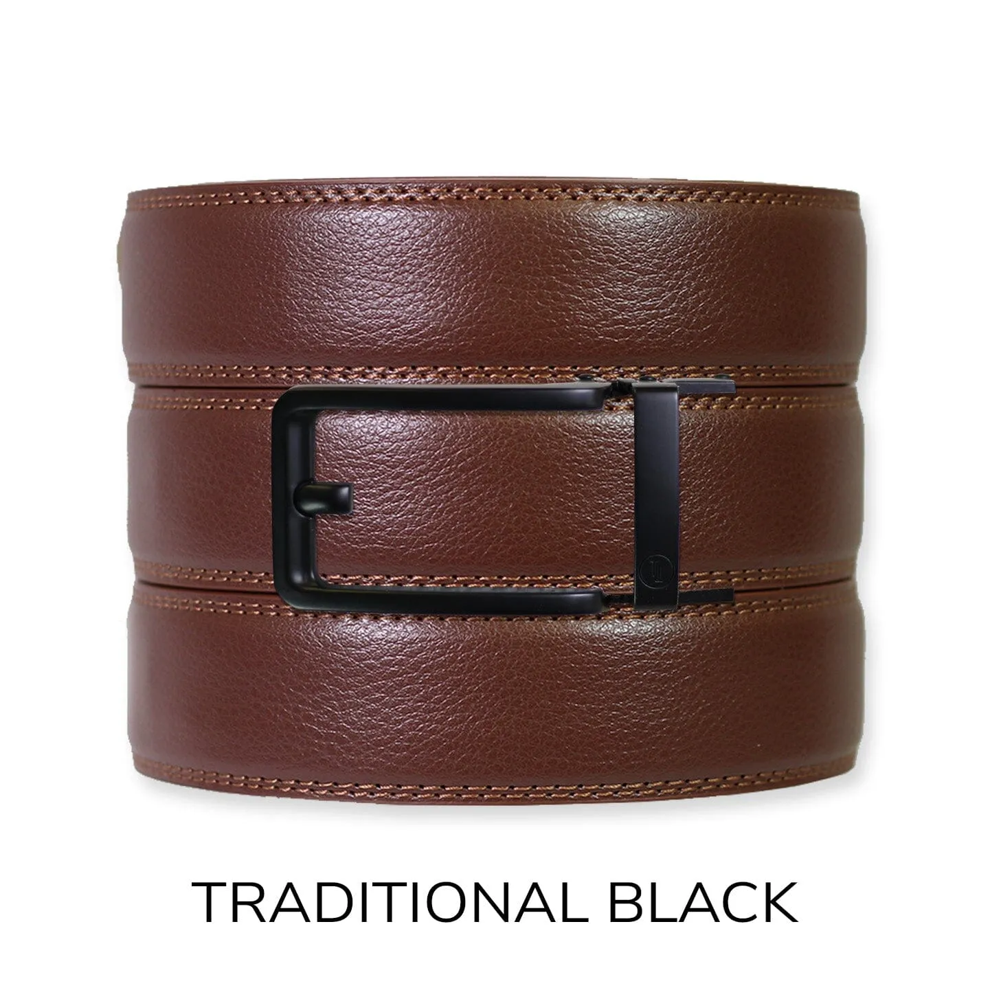 Chestnut Leather Ratchet Belt & Buckle Set