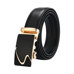 Classy Men Black & Gold Leather Suit Belt