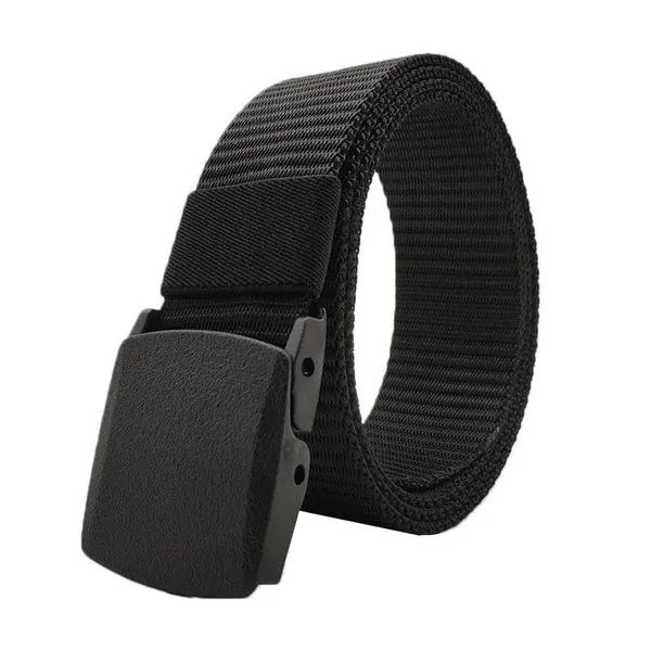 Classy Men Black Web Belt With Plastic Buckle