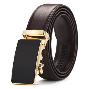 Classy Men Brown & Gold Leather Suit Belt