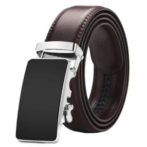 Classy Men Brown & Silver Leather Suit Belt