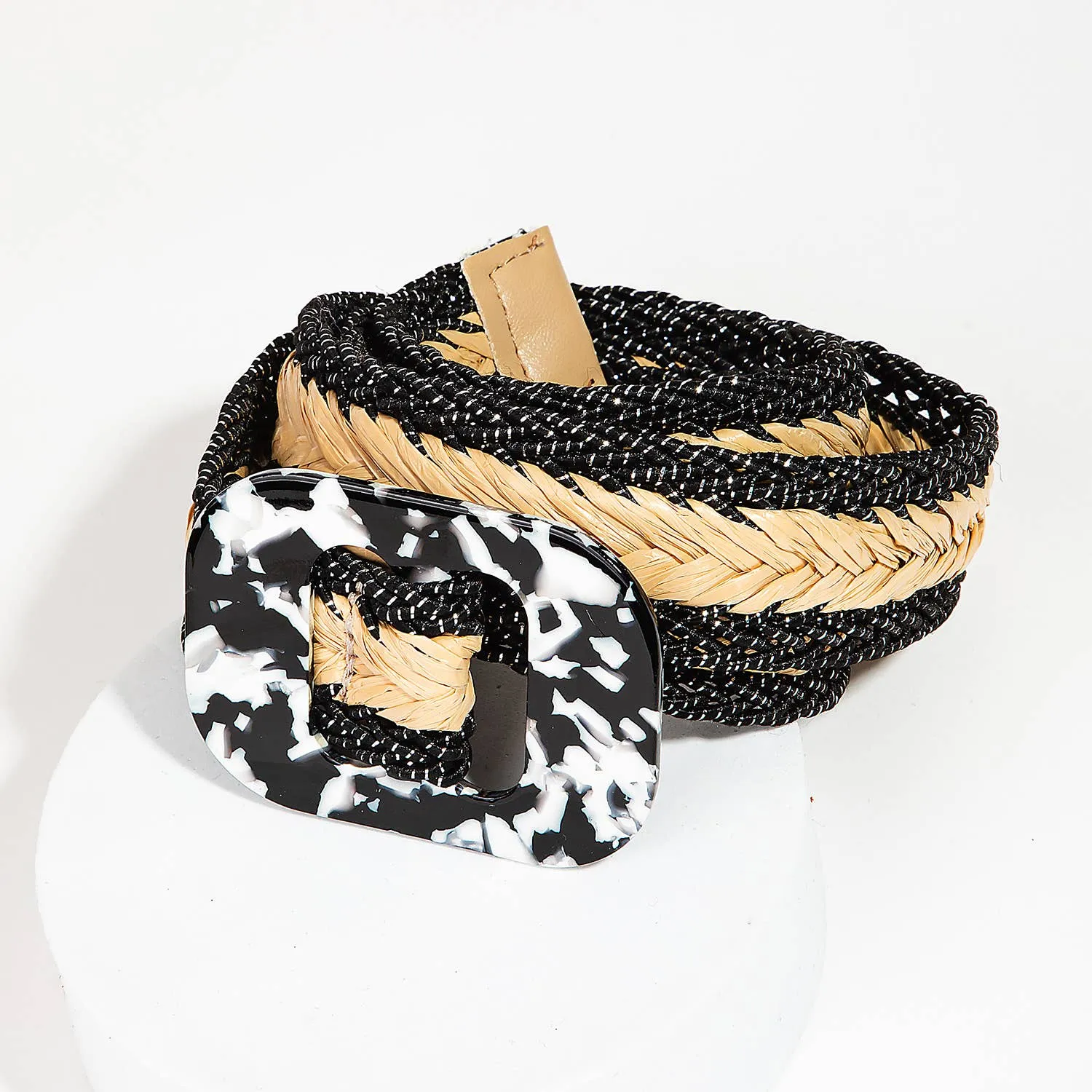 Collections by Fame Accessories - Boho Braided Square Buckle Fashion Belt