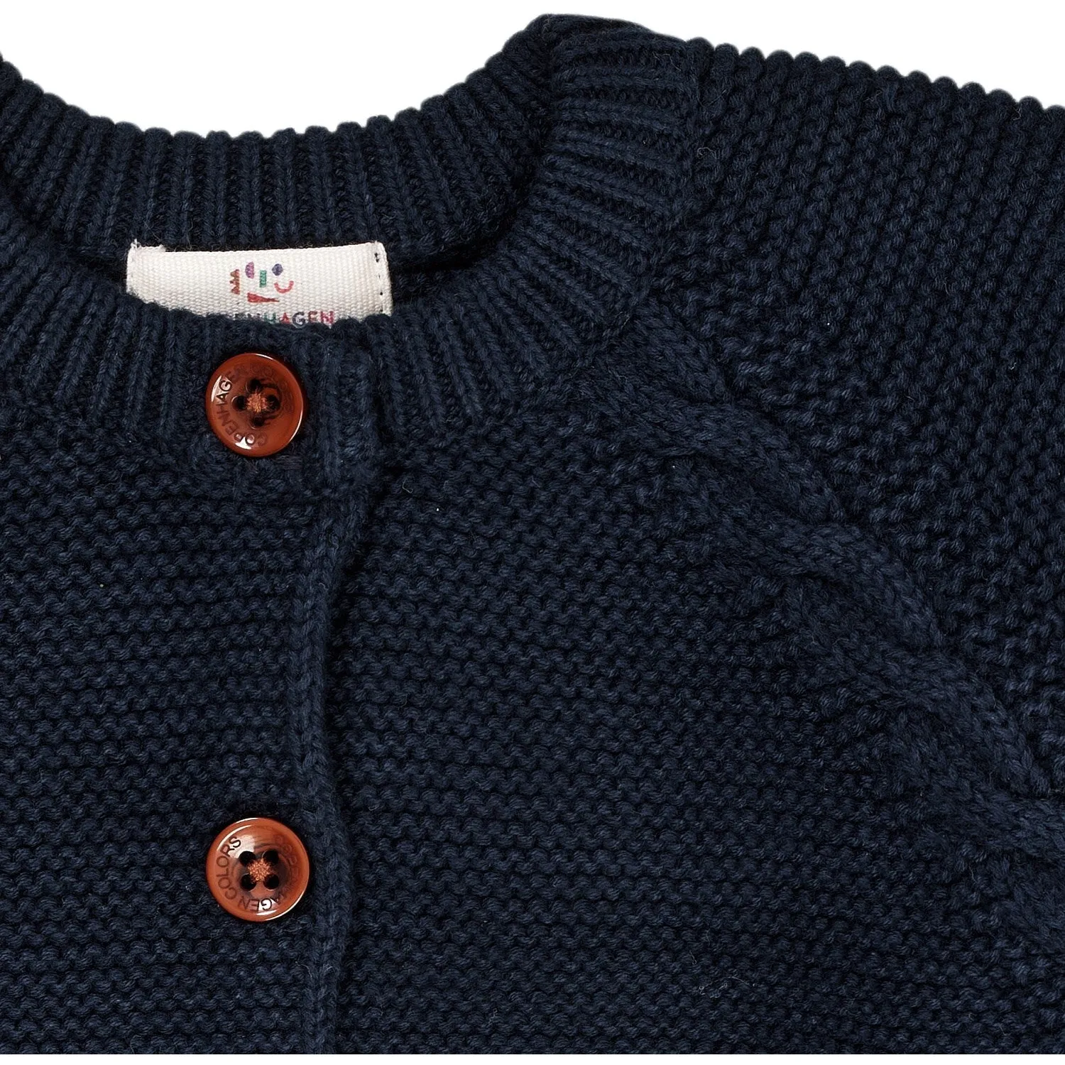 Copenhagen Colors Navy Classic Baby Cotton Cable Cardigan