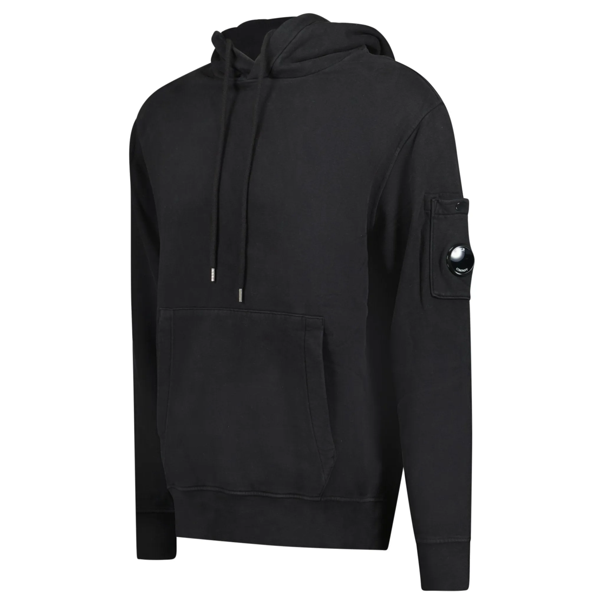 CP COMPANY DIAGONAL RAISED ARM LENS HOODIE BLACK