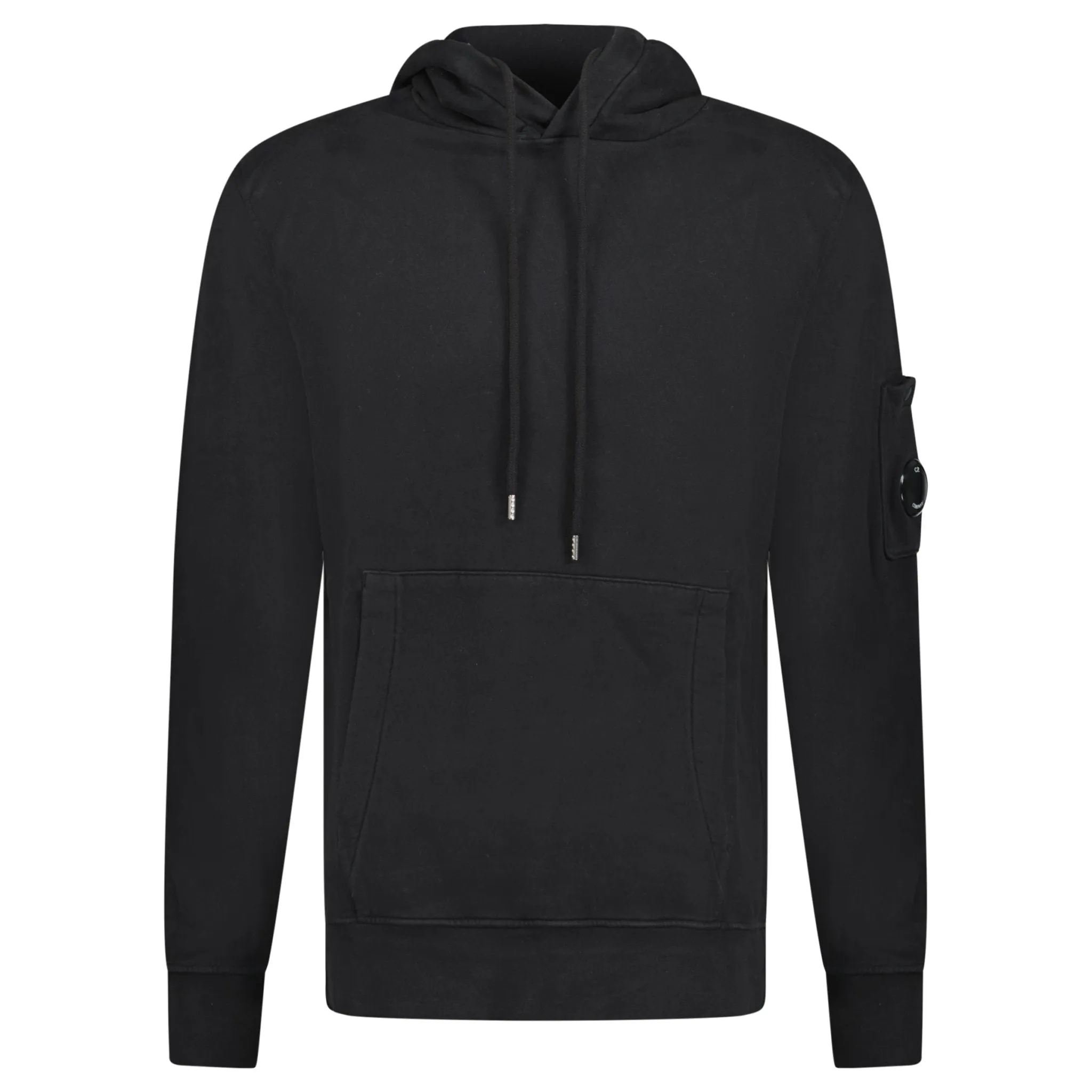 CP COMPANY DIAGONAL RAISED ARM LENS HOODIE BLACK