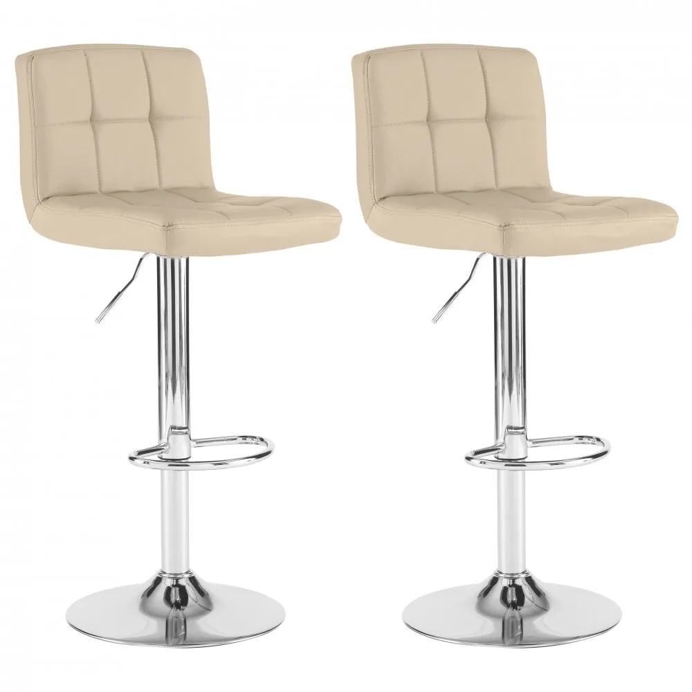 Cream Faux Leather Swivel Bar Stool