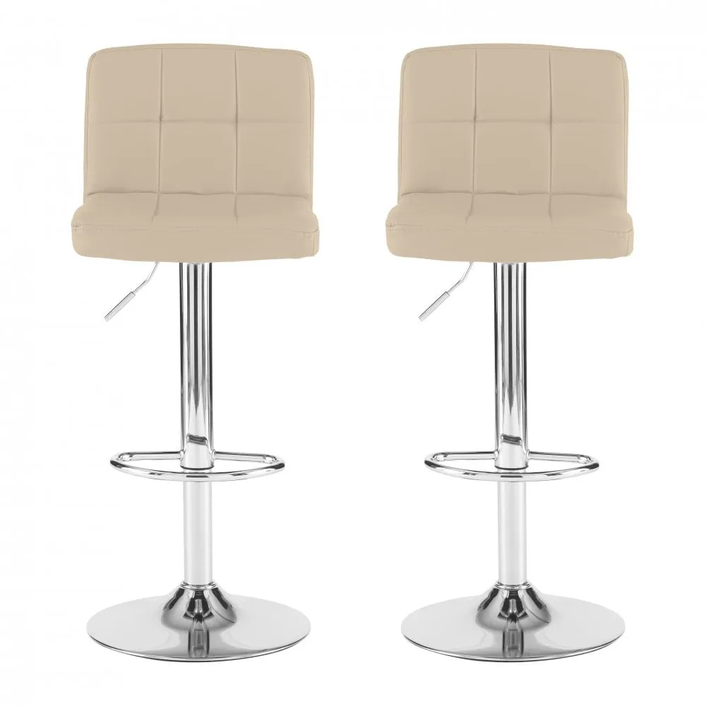 Cream Faux Leather Swivel Bar Stool