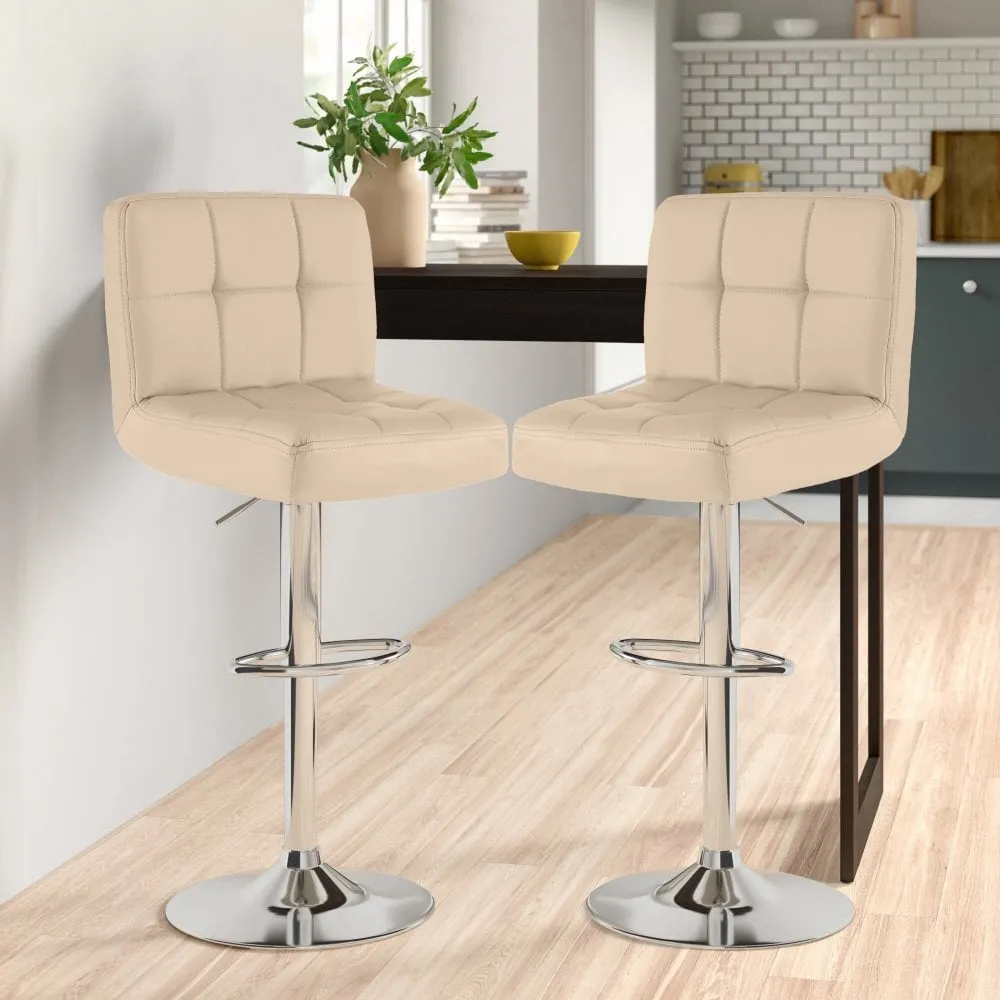 Cream Faux Leather Swivel Bar Stool