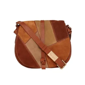 Daisy Patchwork Saddle Bag in Brown