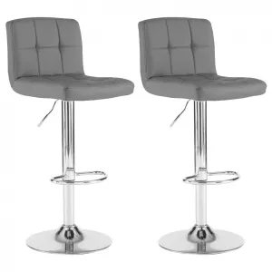 Dark Grey Faux Leather Bar Stools