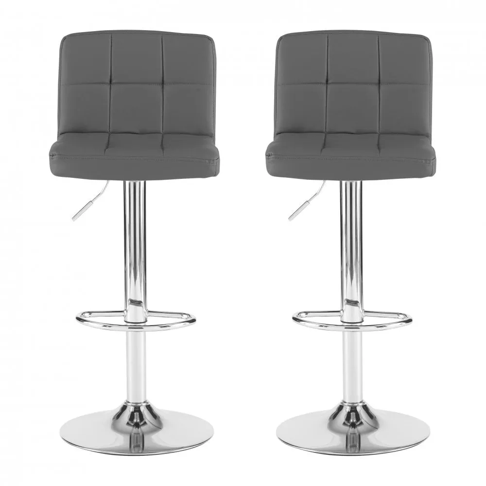 Dark Grey Faux Leather Bar Stools