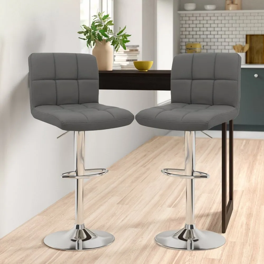 Dark Grey Faux Leather Bar Stools