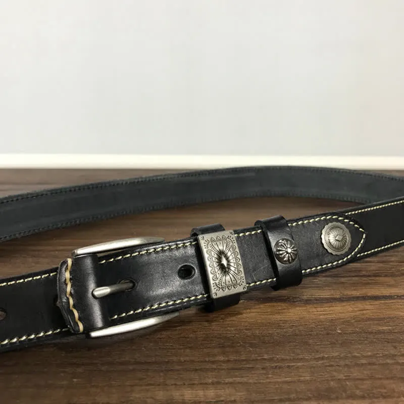 Decorative Square Buckle Rivet Jeans Leather Belt