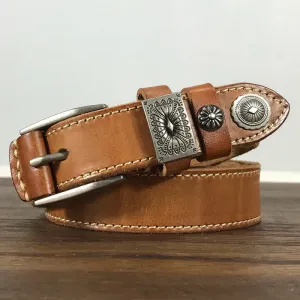 Decorative Square Buckle Rivet Jeans Leather Belt