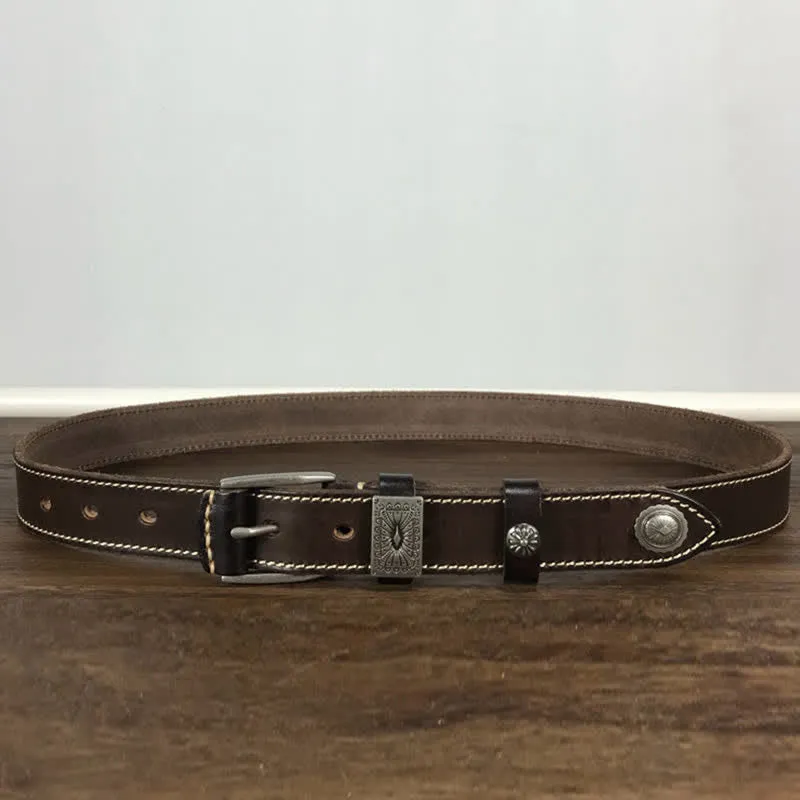 Decorative Square Buckle Rivet Jeans Leather Belt