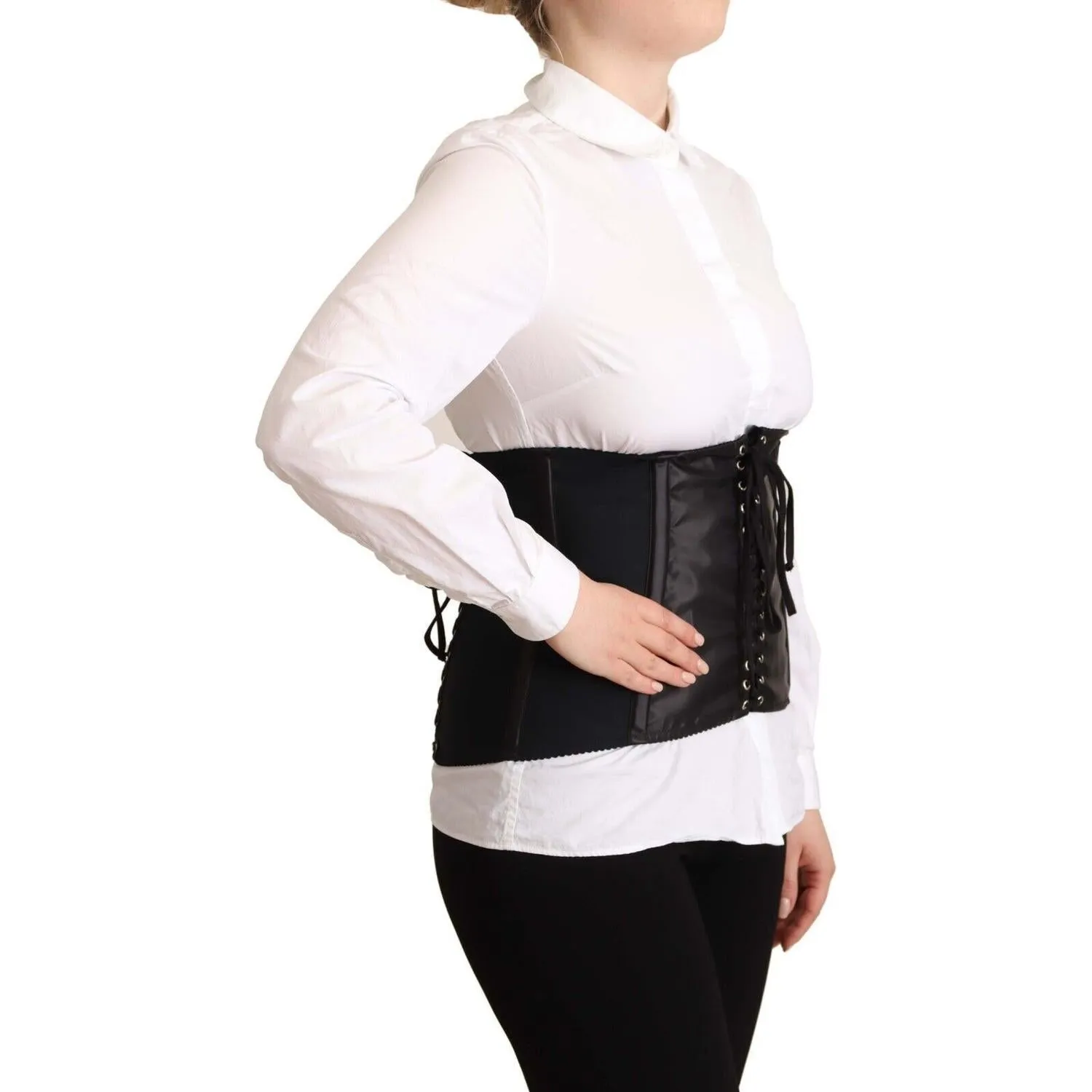 Dolce & Gabbana Chic Black Corset Belt Top