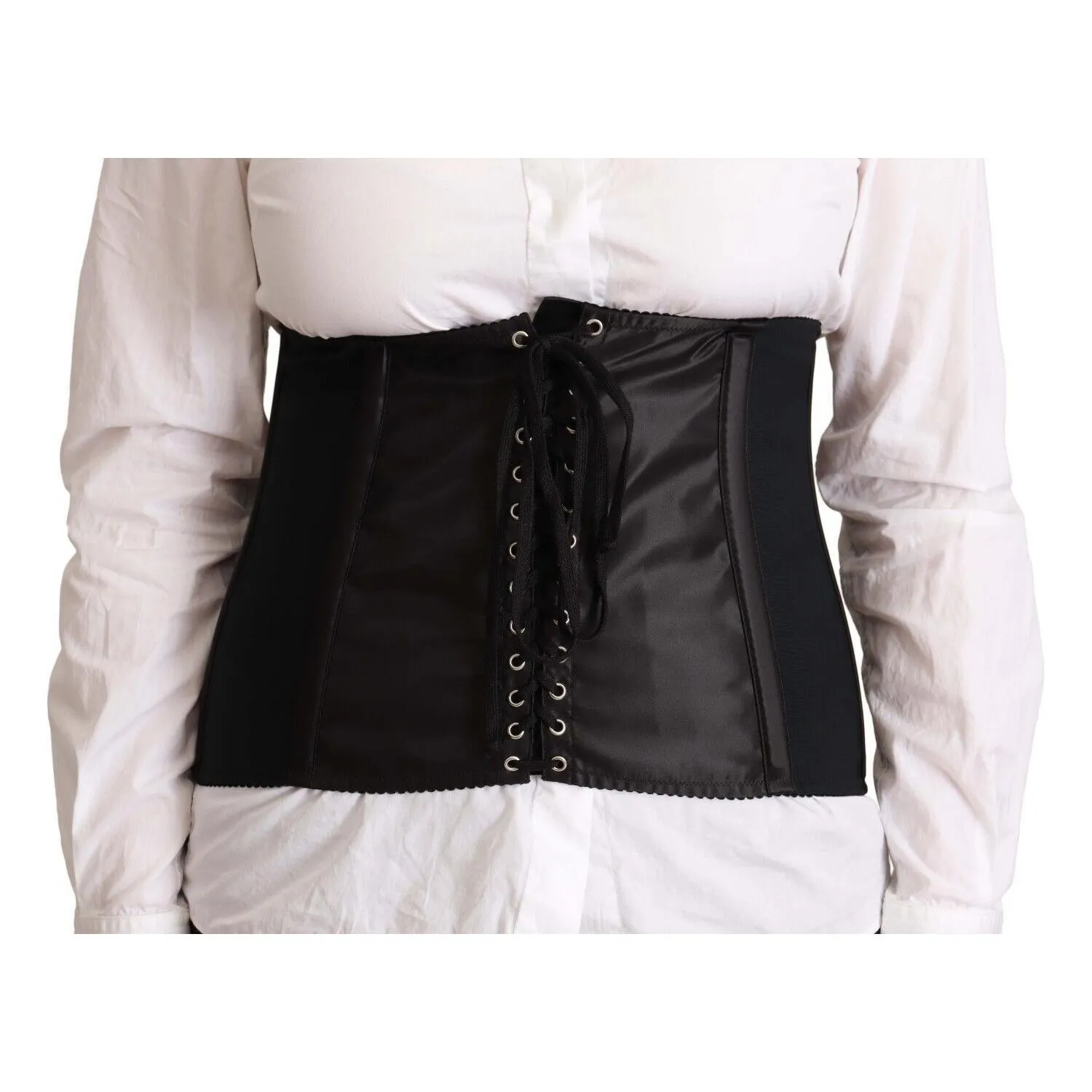 Dolce & Gabbana Chic Black Corset Belt Top