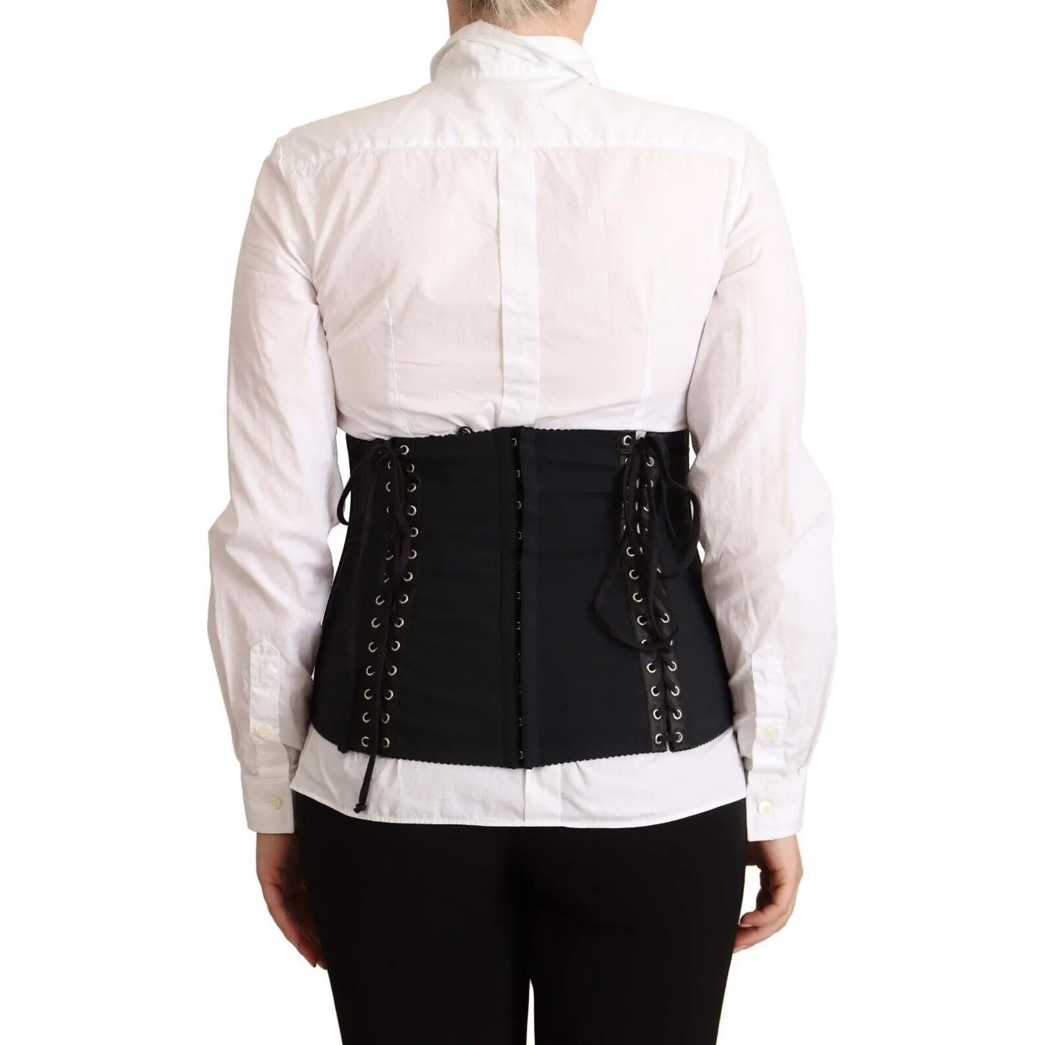 Dolce & Gabbana Chic Black Corset Belt Top