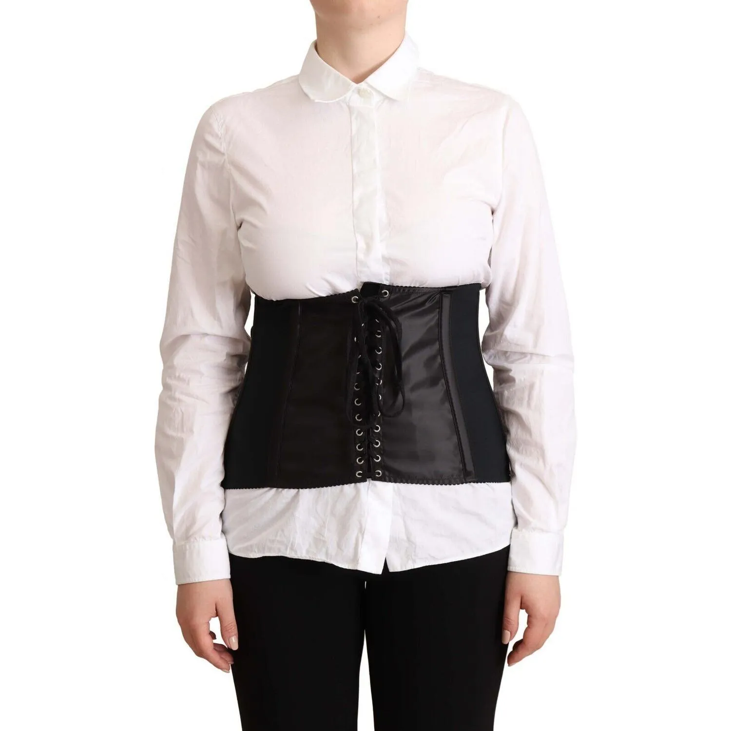 Dolce & Gabbana Chic Black Corset Belt Top